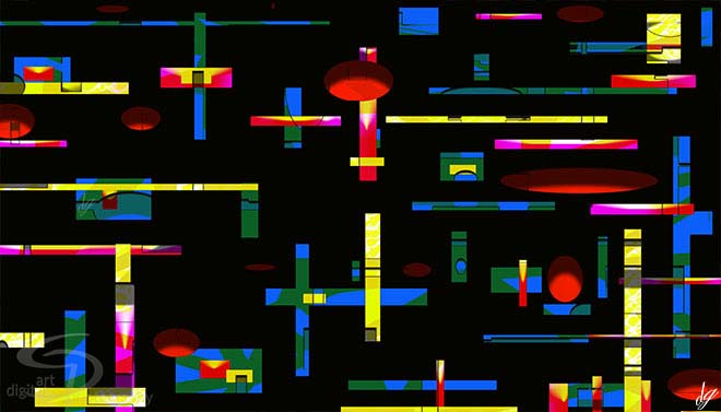 Digital Art: A game - Consisting of geometric shapes in different colors.