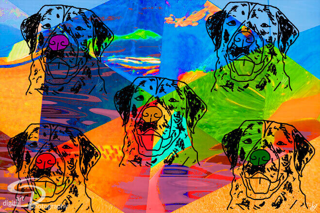 Digital Art: Five dogs