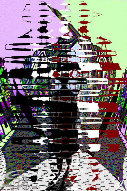 Digital Art: Silhouette of Kafka, the mysterious writer (Prague-Czech Republic).