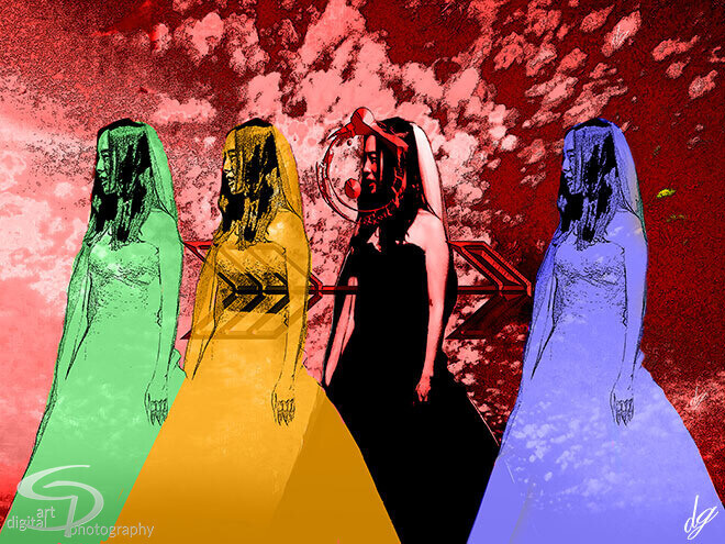 Digital Art: Four women waiting for the bridegroom (Thailand).