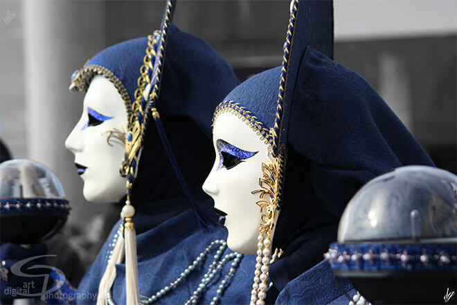 People: Carnaval in Venice Italy. Title: 'Blue mask'