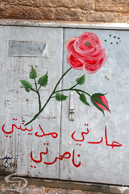 Street art in Nazareth - A picture with a rose(Israel)